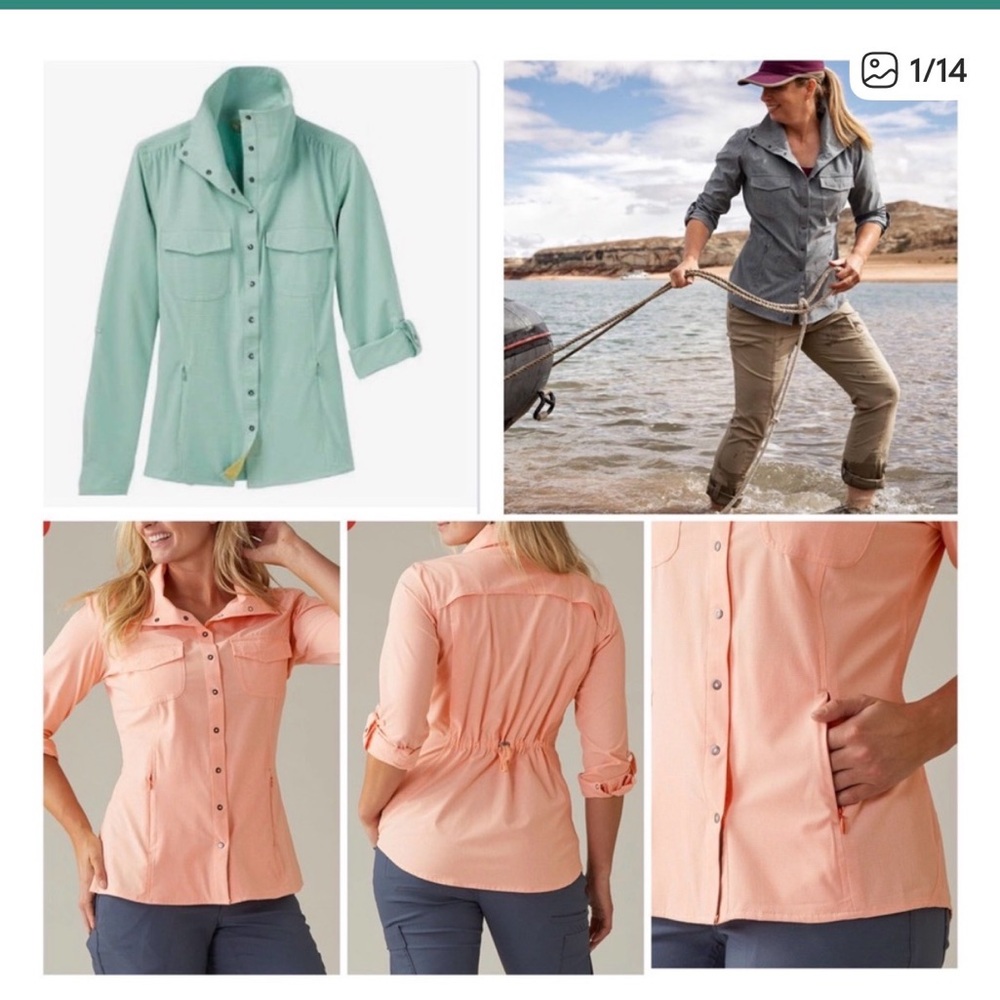 Duluth Trading Co Sol Survivor Shirt Jacket Sun Protection Green Pockets UPF